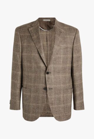 Corneliani wool-silk blend check suit jacket