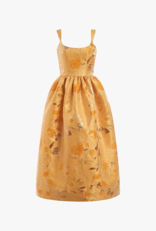 Markarian Apple Gold floral brocade maxi dress