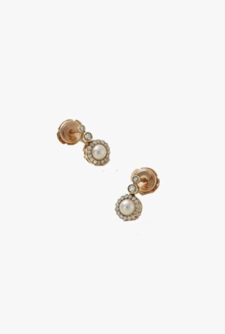 Selim Mouzannar Beirut 18-karat rose gold, diamond and pearl earrings bridgerton fashion