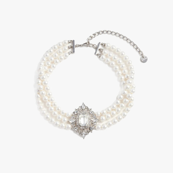 Self-Portrait crystal pearl choker