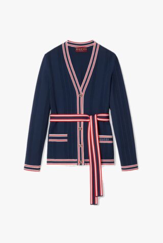 Gucci striped belted cardigan