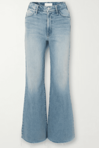 Mother The Hustler Roller frayed high-rise wide-leg jeans