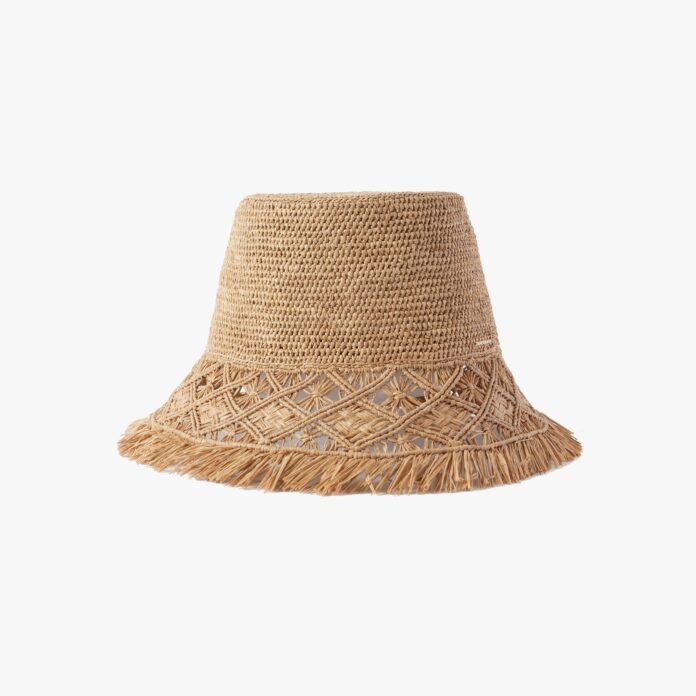 Zimmermann Fringed macramé raffia bucket hat