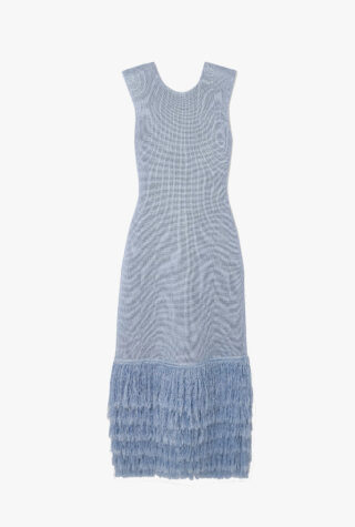 AJE. Breeze fringed metallic knitted midi dress