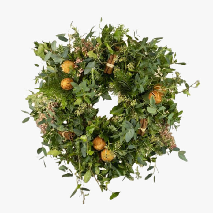 Citrus and Spice Christmas Door Wreath by The Real Flower Company
