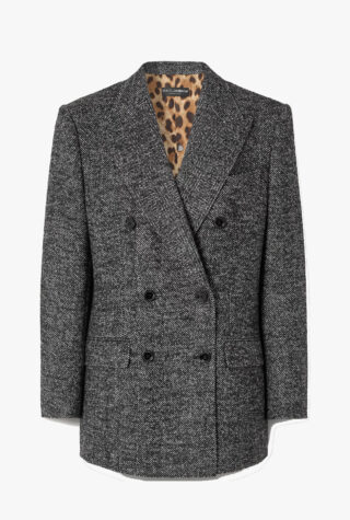 DOLCE&GABBANA Double-breasted herringbone wool-blend blazer