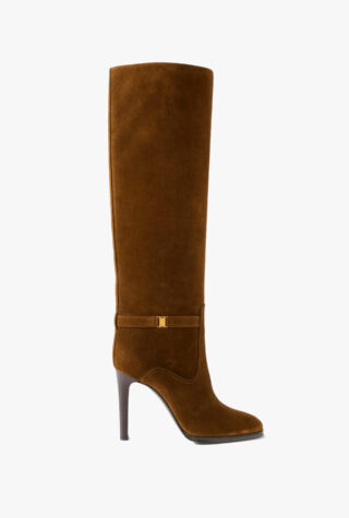 Diane logo-embellished suede knee boots