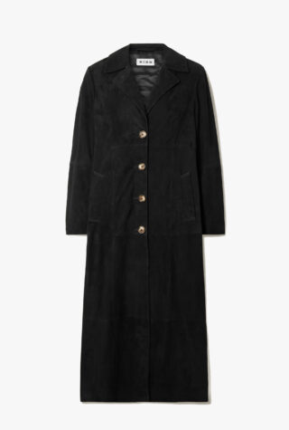 RIXO Astraea paneled suede coat