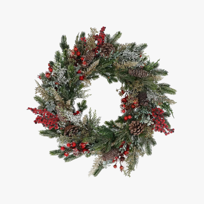 Selfridges Edit Red Berry With Cone & Artificial Foliage Wreath