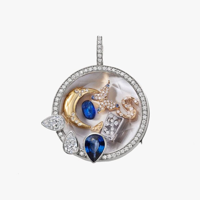 loquet diamond sapphire pendant