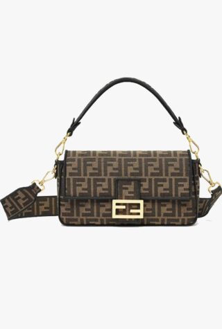 Fendi Baguette Brown FF jacquard fabric bag