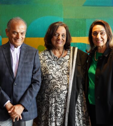 Camellia Panjabi with her sister Namita and brother-in-law Ranjit Mathrani