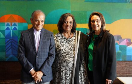 Camellia Panjabi with her sister Namita and brother-in-law Ranjit Mathrani