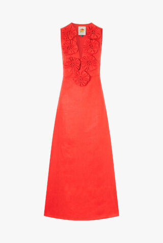 Farm Rio Floral-appliquéd midi dress