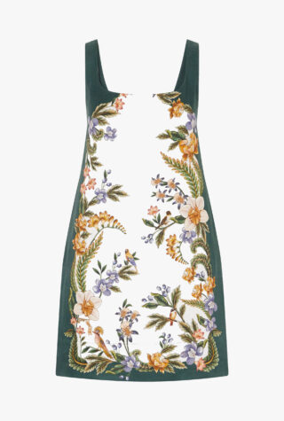 Farm Rio floral-print linen mini dress