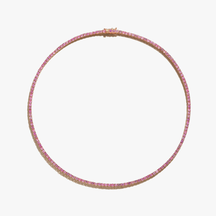 Roxanne First gold sapphire tennis necklace