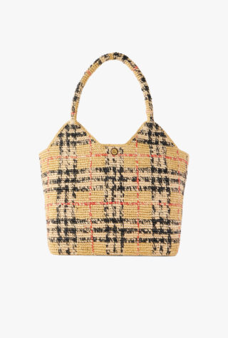 Burberry Margate checked woven raffia tote