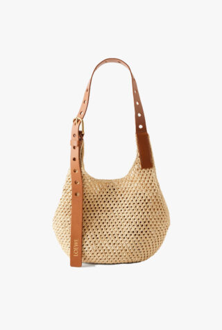 Loewe + Paula's Ibiza The Punch Hole leather-trimmed raffia shoulder bag