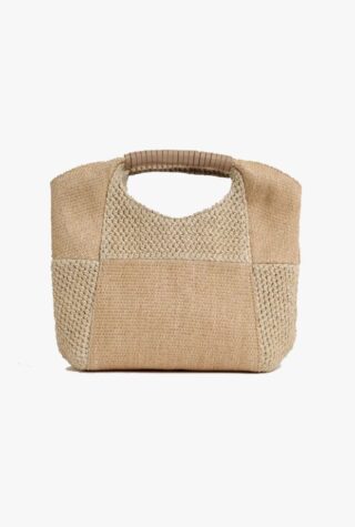 Reiss Rosalie raffia patchwork clutch 