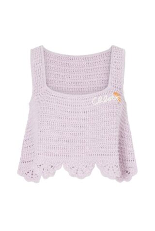 Chloé appliquéd crocheted cotton top