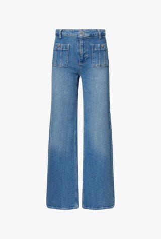 Paige Anessa Wide-Led Stretch-Denim Jeans