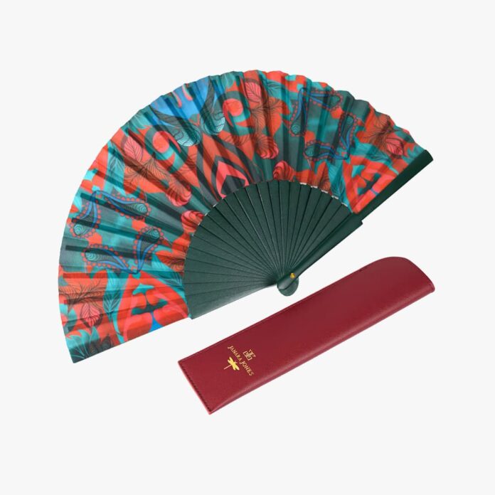 Janara Jones autumn paisley green hand fan