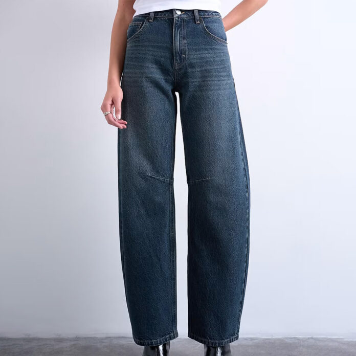topshop Cinch barrel jeans