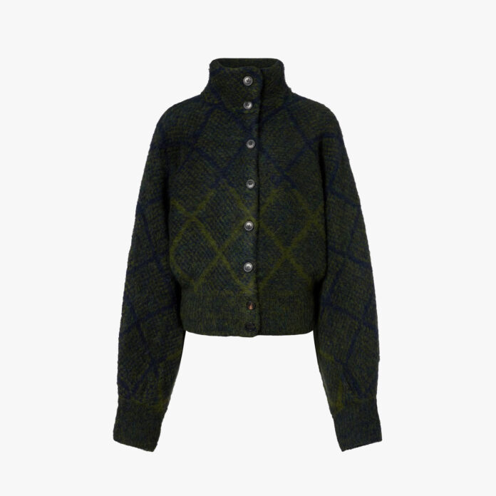 Dries Van Noten argyle alpaca and wool-blend cardigan