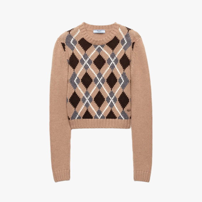 Prada argyle-pattern crew-neck sweater