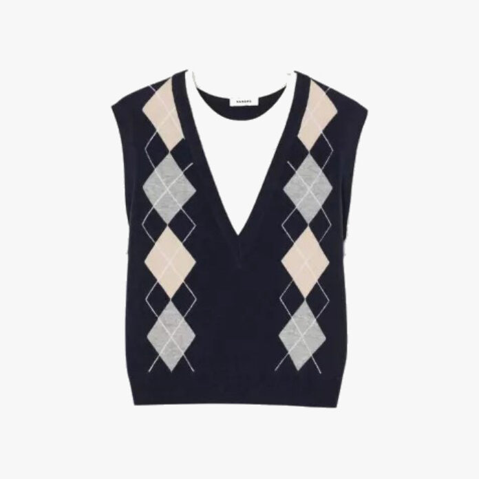 Sandro argyle Layered-Effect Wool And Cashmere-Blend Jumper