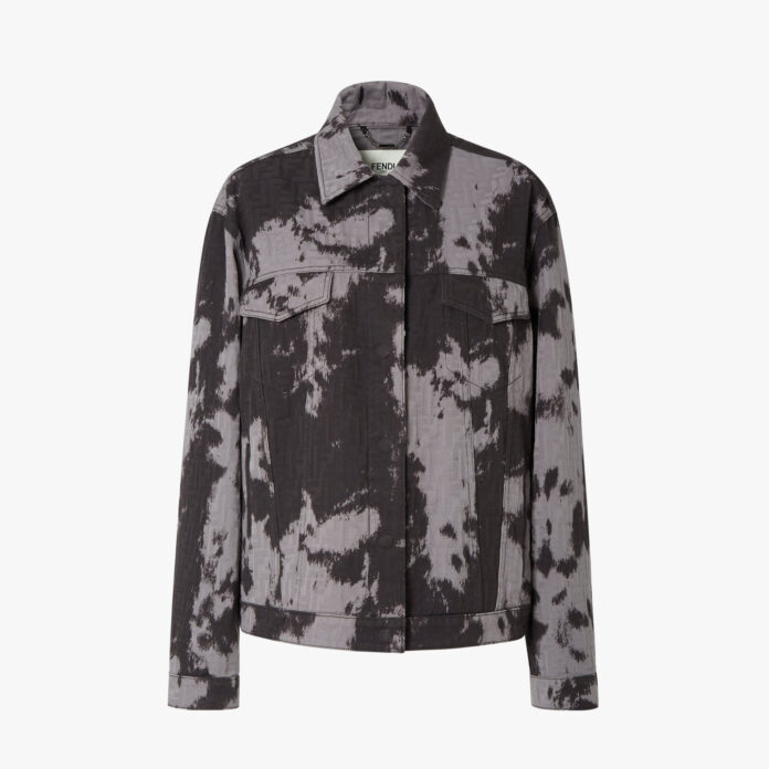 FENDI Black animalier FF denim jacket