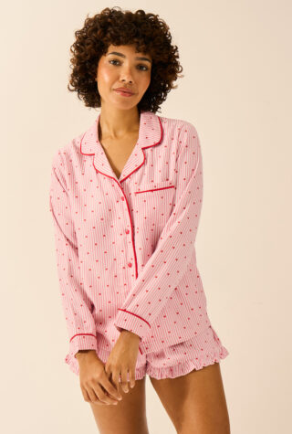 stripe & stare be mine heart pyjamas