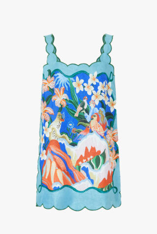 Farm Rio Garden of Life linen mini dress