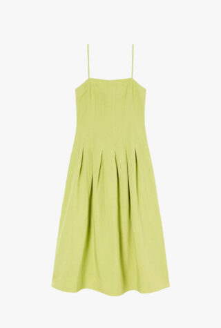 Whistles waisted square-neck linen midi dress