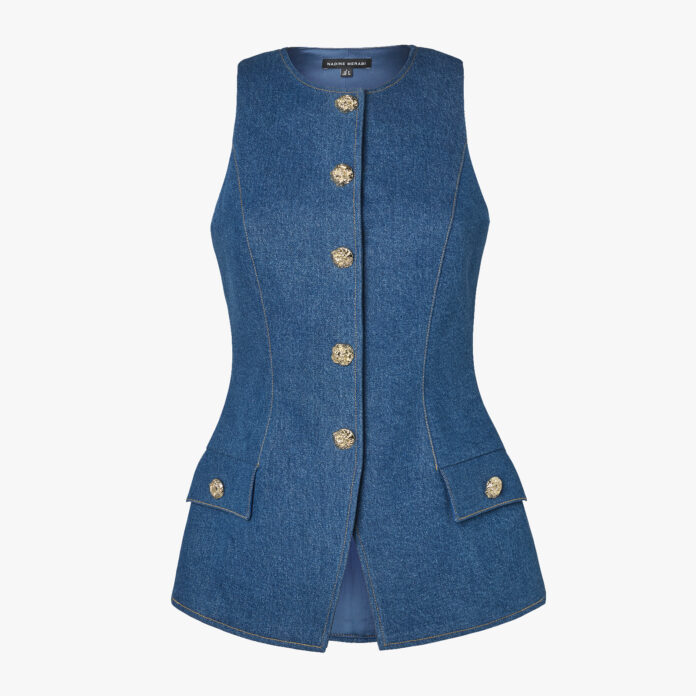 nadine merabi denim vest